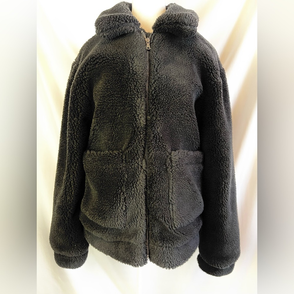 Elodie Black Teddy Bear Zip Up Jacket